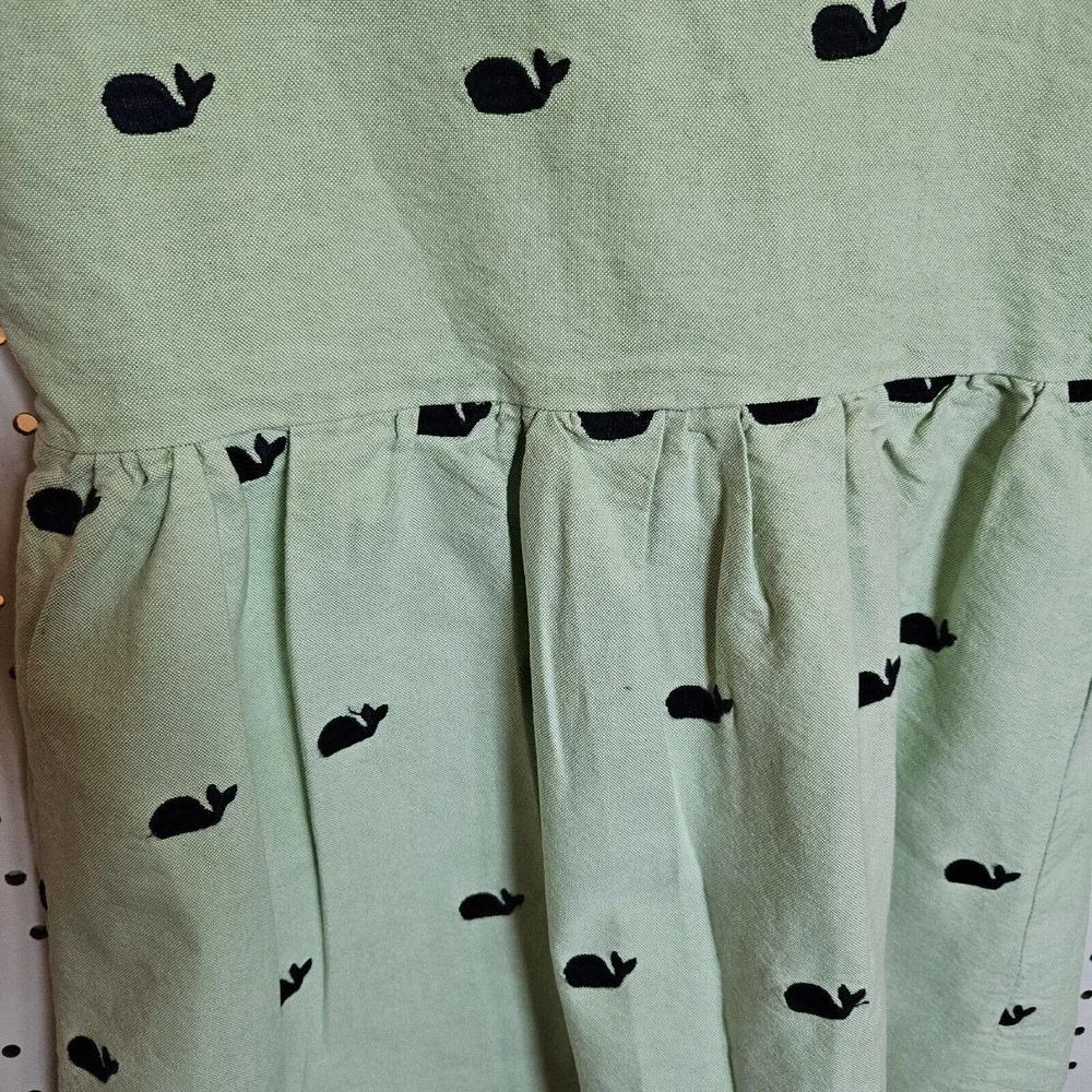 Girls Lolly Wolly Doodle Dress Green With Navy Embroidered Whales Size 8